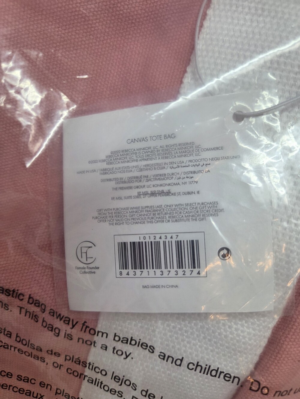 Rebecca Minkoff Canvas Tote Bag – Dusty Rose Pink & Off-White Logo Purse – NWT - Picture 2 of 3